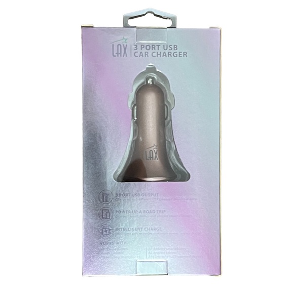 NIP LAX 3-USB Port Car Charger 4.8A for Smartphones - Rose Gold - Picture 2 of 2